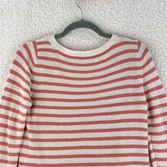Ann Taylor LOFT Orange Striped Knit Pullover Sweater Womens‎ Crew Neck Size M - Picture 12 of 13